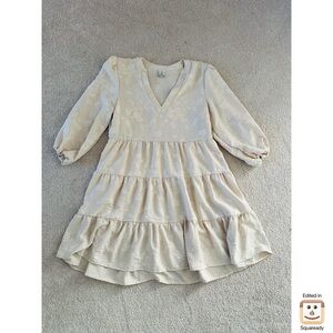 JOIE Cream Tiered Popover Mini Dress
